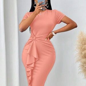 Elegant Pink Ruffle Dress